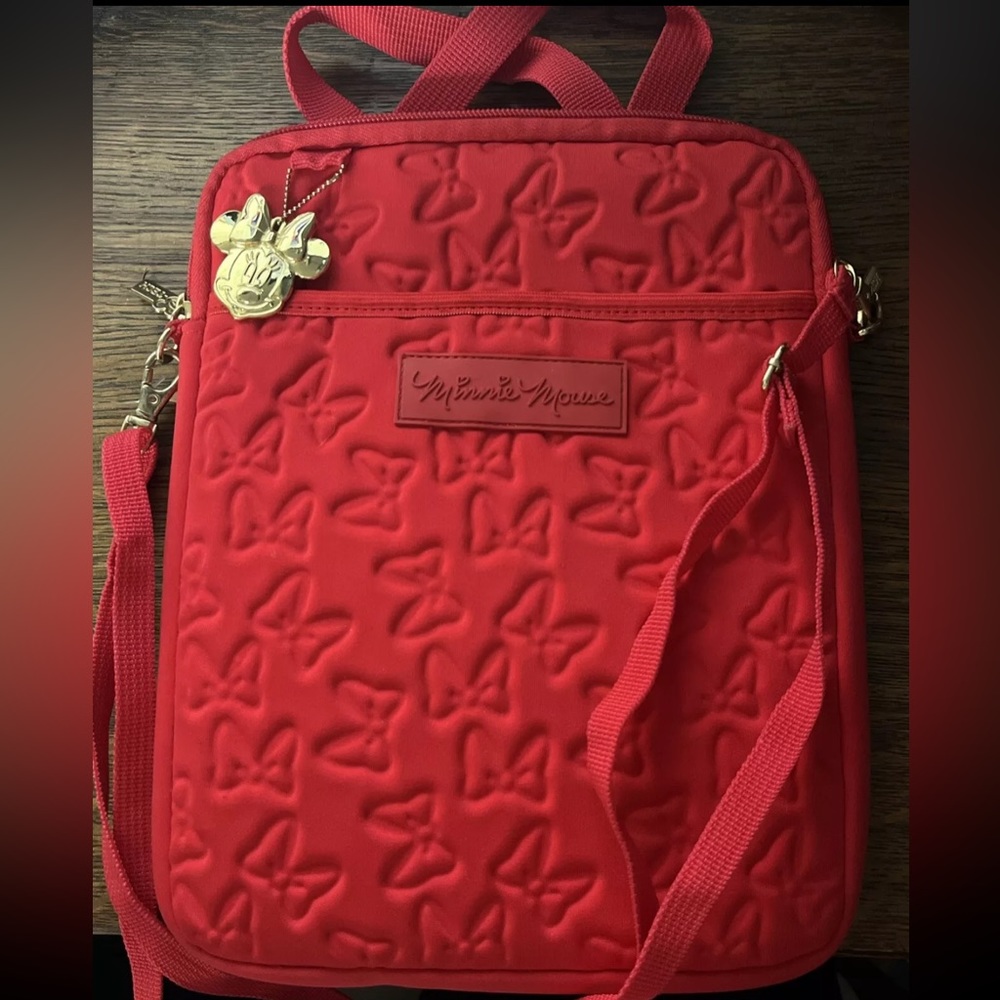 Minnie Mouse Crossbody Tablet Case Bag Red Bows Gold Charm Disney Parks